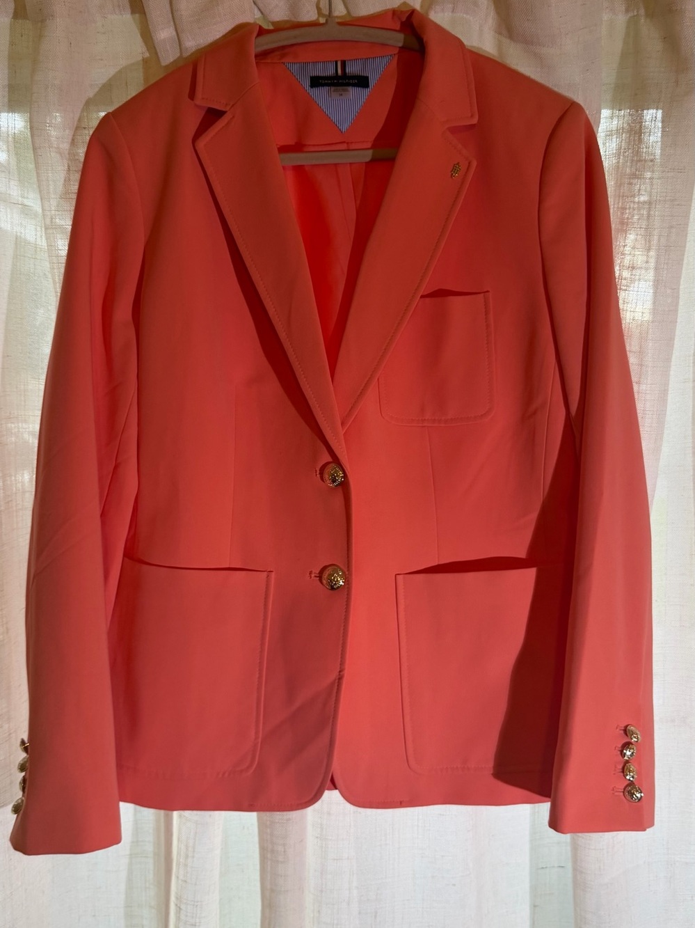Tommy Hilfiger Coral-Pink Blazer with Gold Buttons
